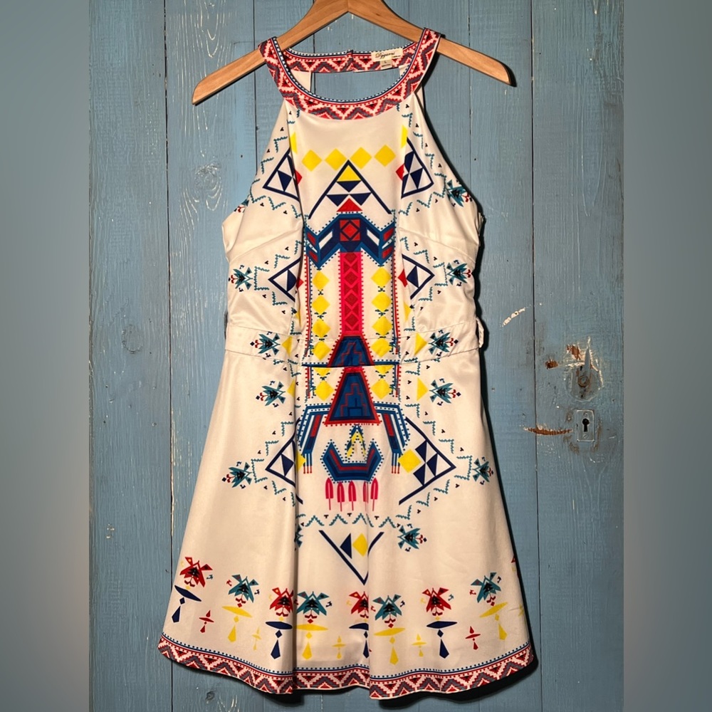 Dygarni California Boho, Aztec print lined dress size small